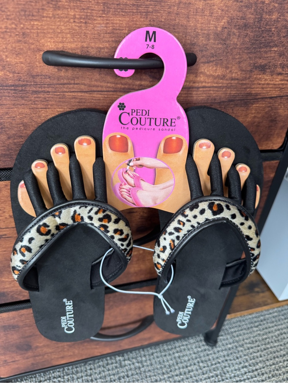 Pedi Couture Leopard Print Pedicure Sandals - Black & Leopard